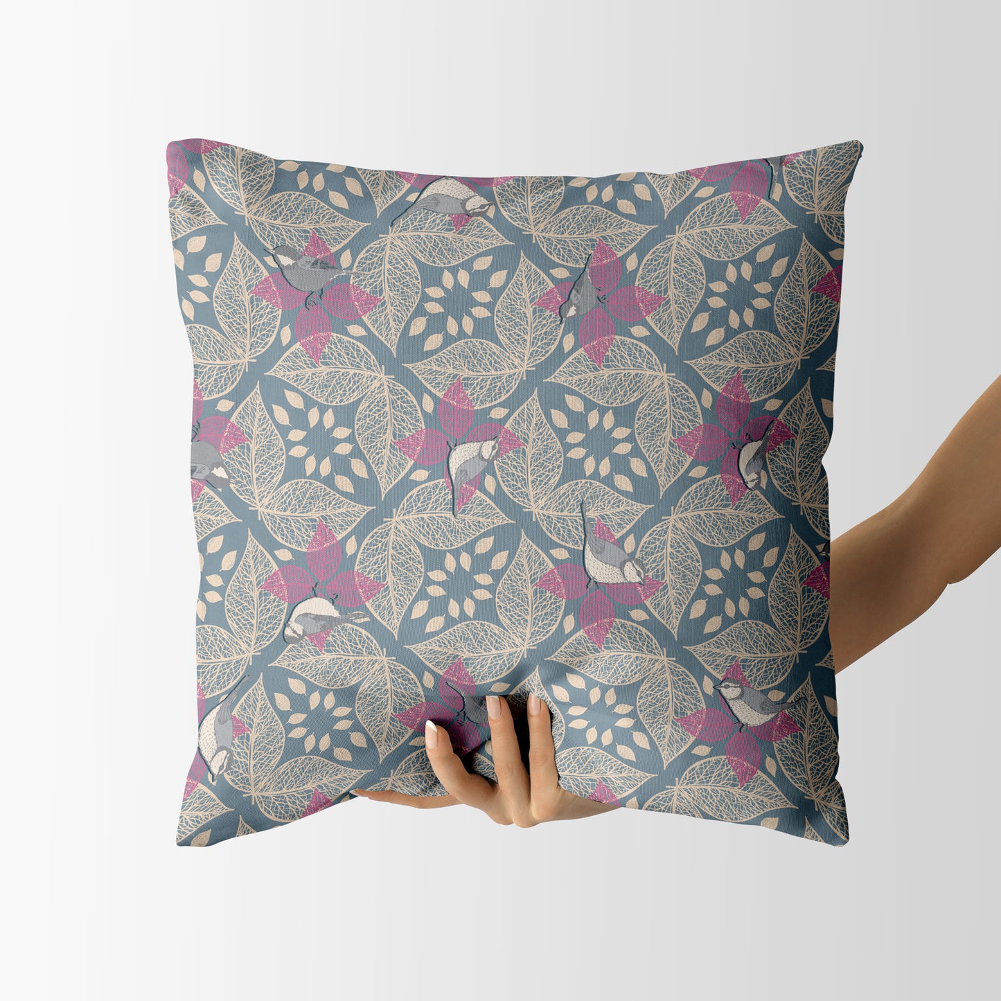 Bird and Leaf Geometric - Square Cushion