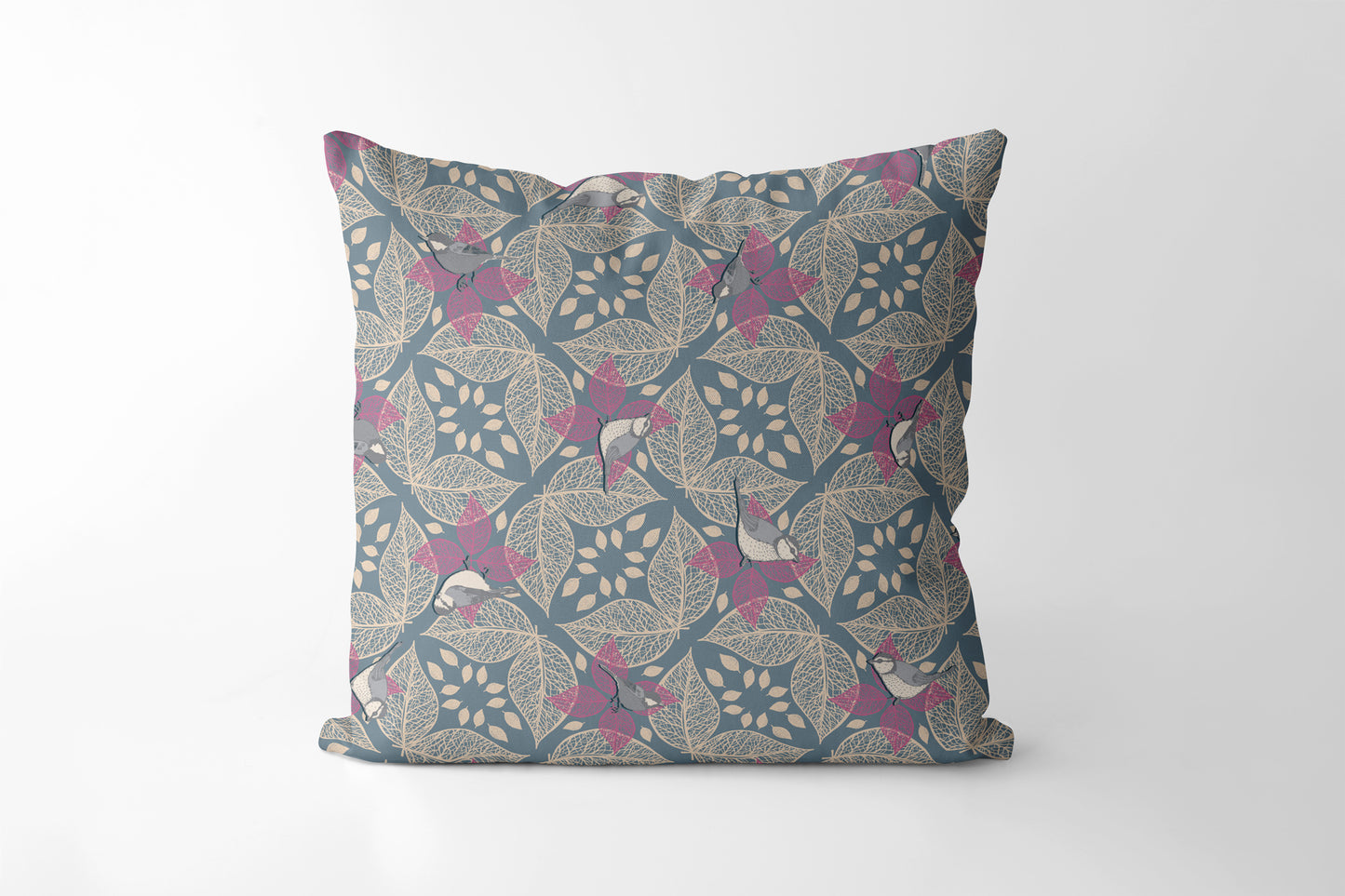 Bird and Leaf Geometric - Square Cushion