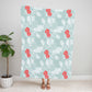 Tropical Pattern with Monstera Palm Leaves and Flowers Blanket