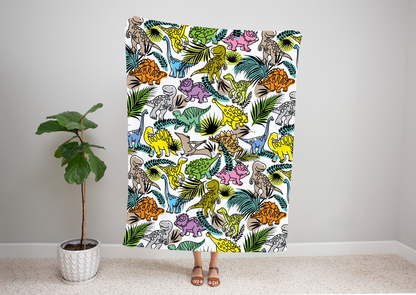 Cartoon Dinosaur Pattern Bed Blanket Kids