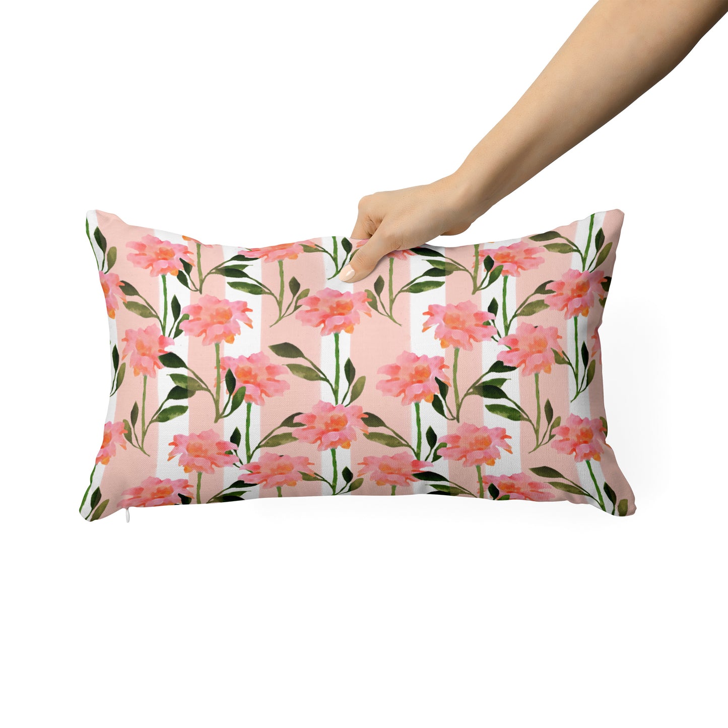Watercolor Peachy Floral Pattern - Rectangle Cushion