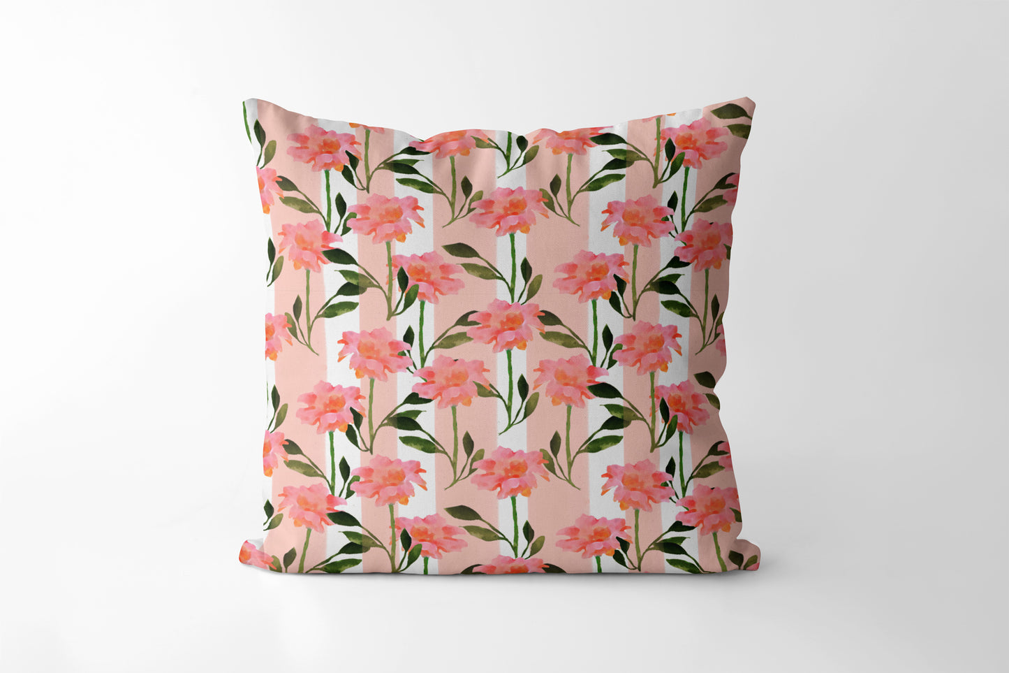 Watercolor Peachy Floral Pattern  - Square Cushion