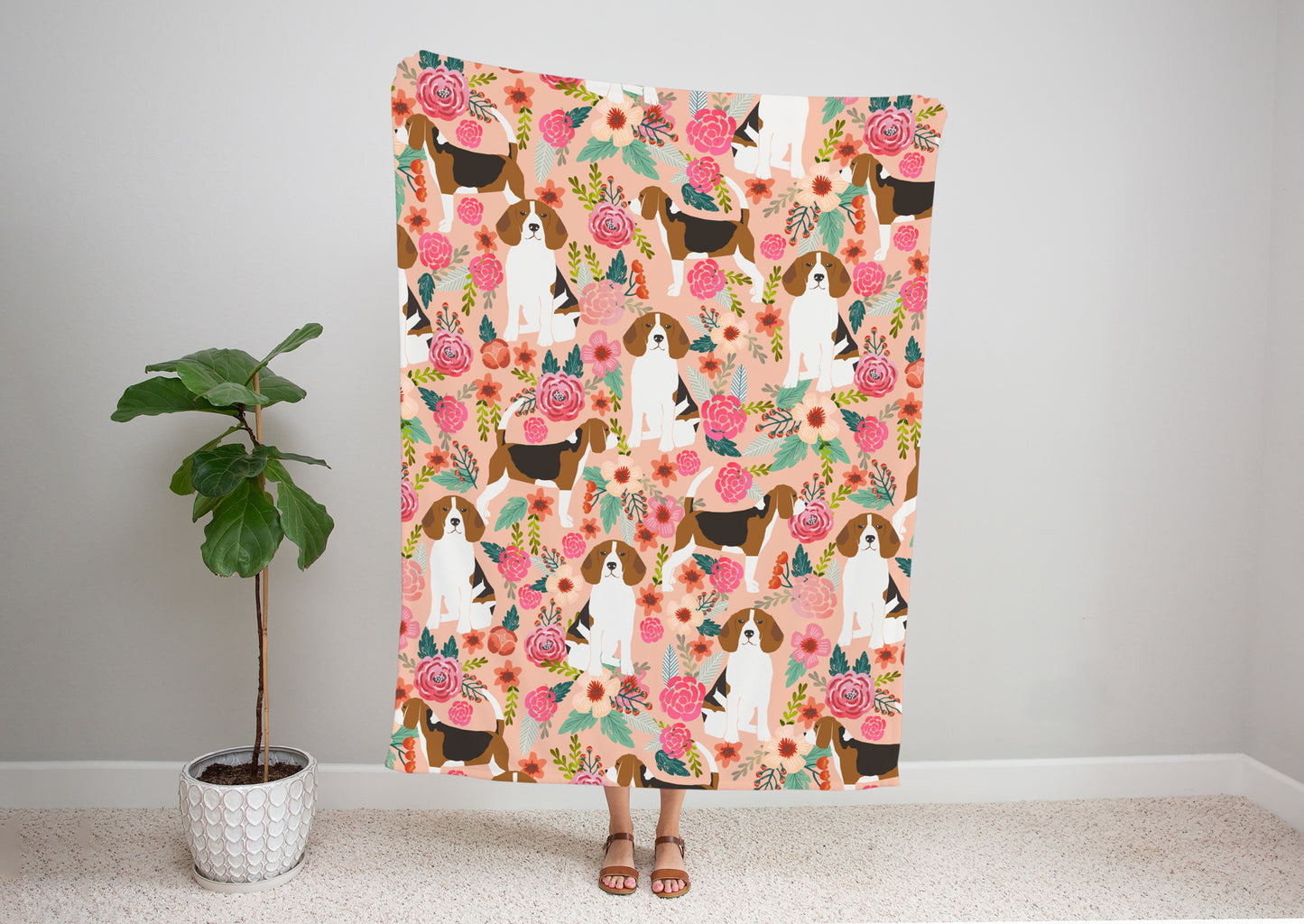 Beagle Flowers and Pets Blanket