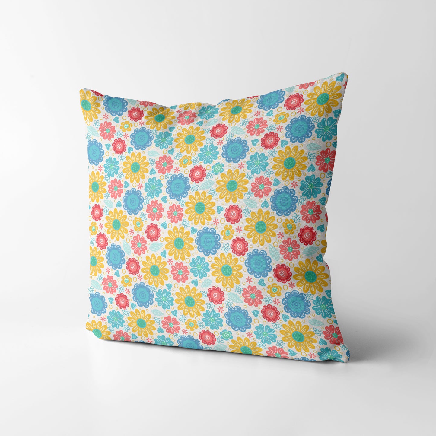 Whimsical Modern Flowers - Square Cushion