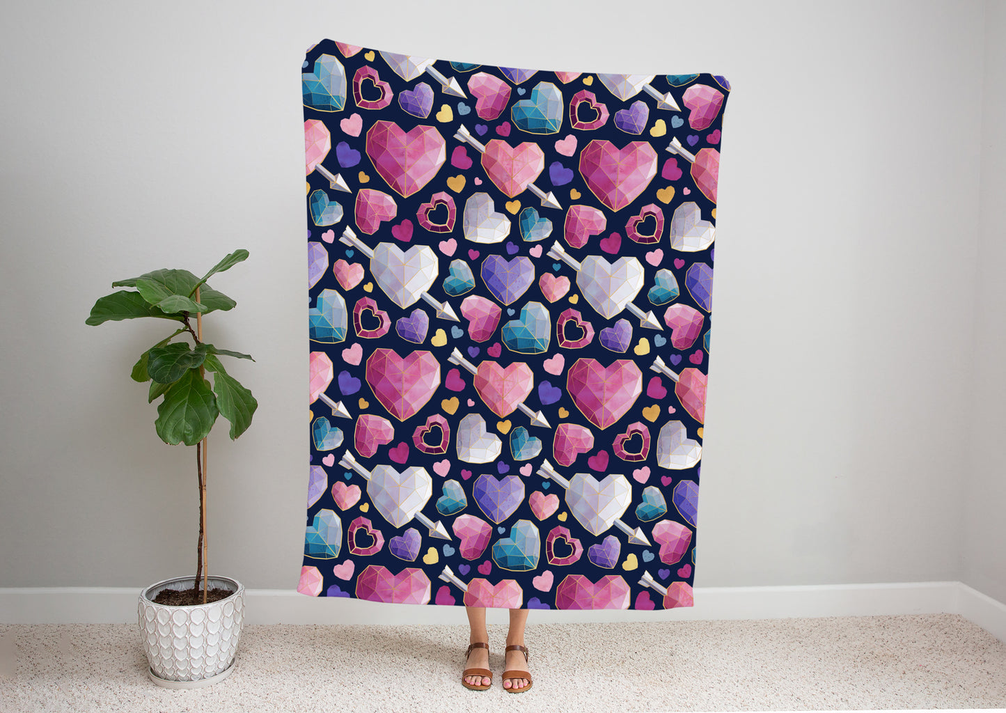 Geometric hearts - Blanket