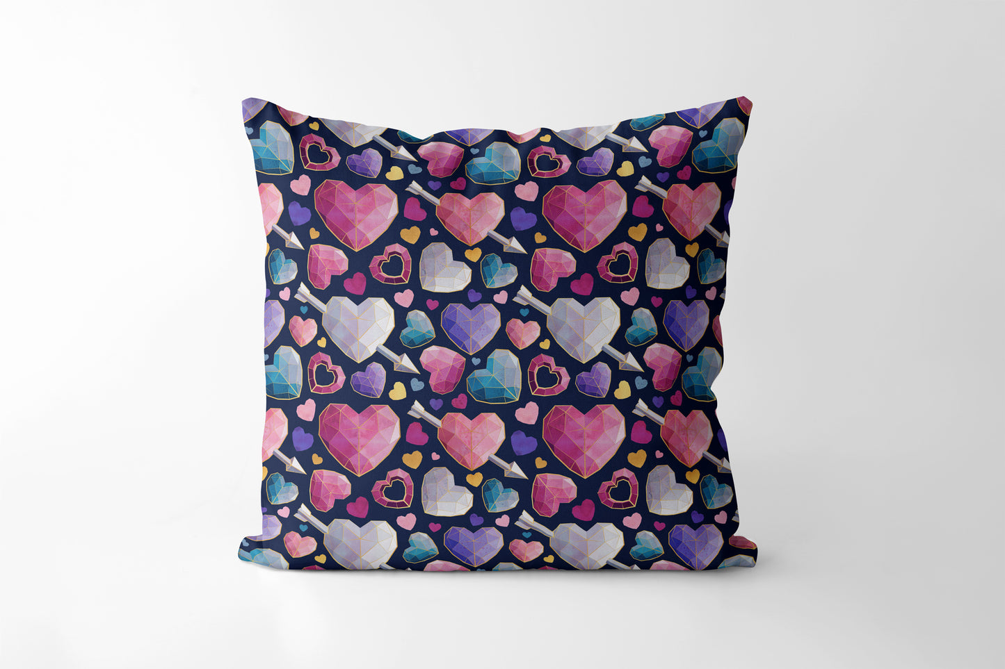 Geometric Valentines hearts - Square Cushion