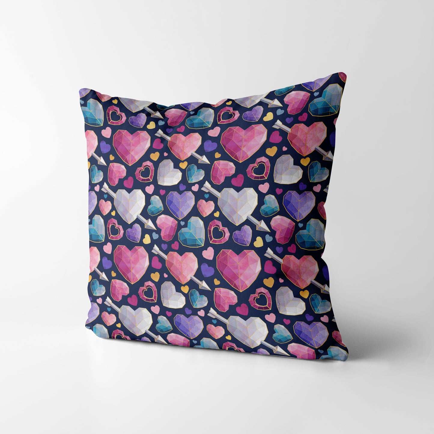 Geometric Valentines hearts - Square Cushion