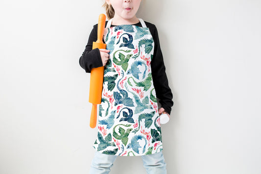 Dragon Fire Blue and Green Kids Apron