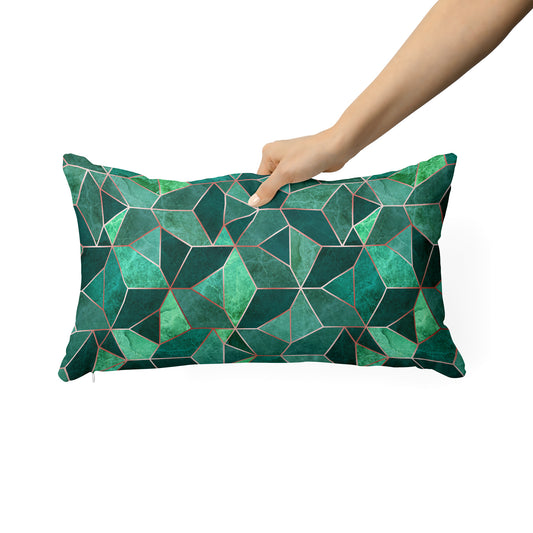 Emerald and Copper Reflections Rectangle Cushion