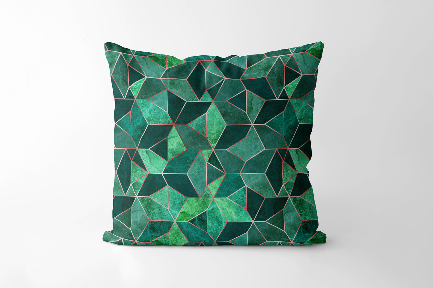 Emerald and Copper Reflections Square Cushion