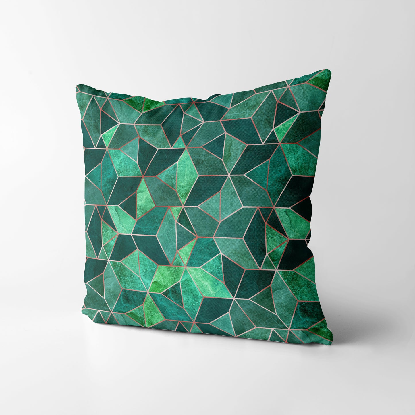 Emerald and Copper Reflections Square Cushion