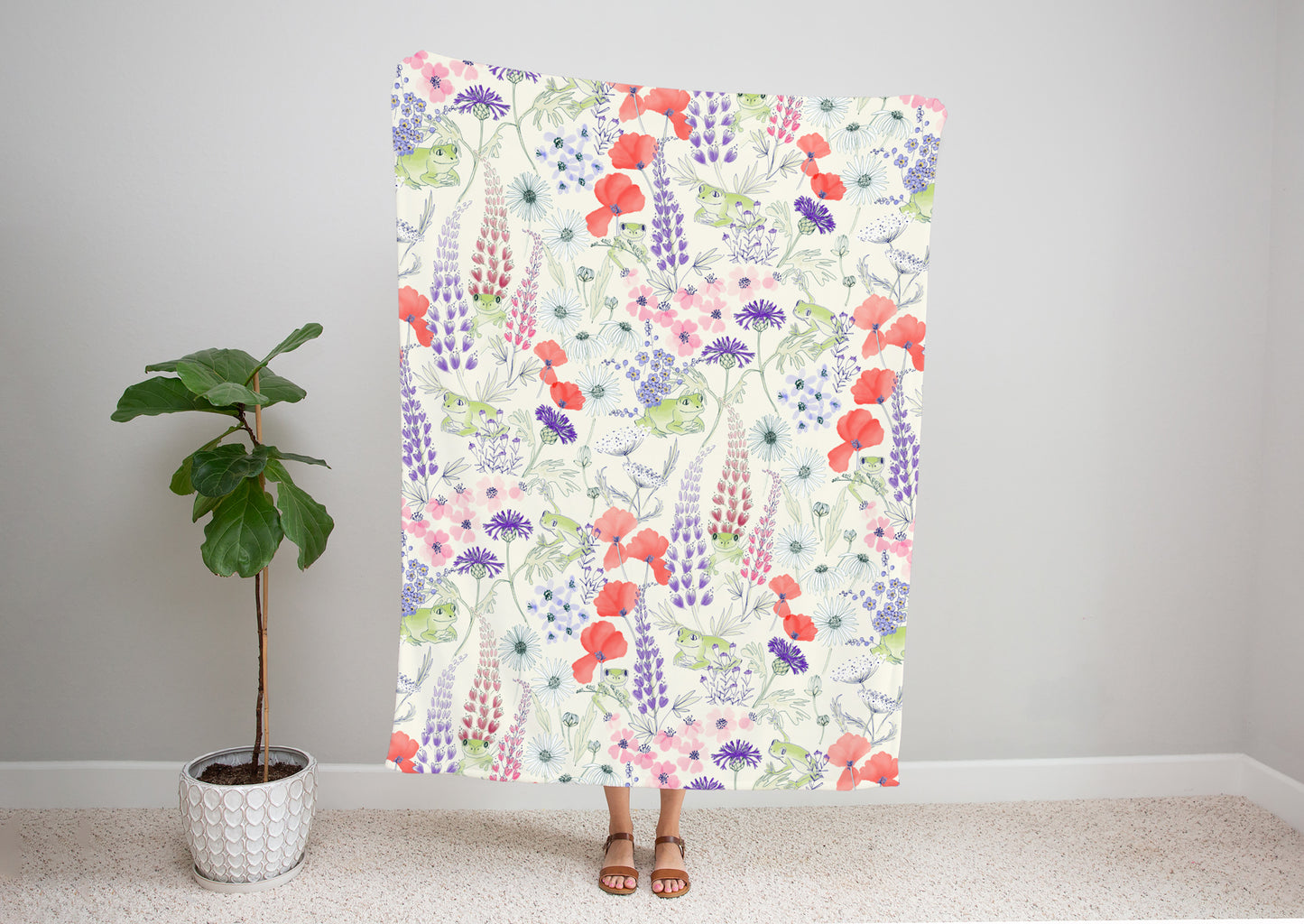 Seven Flowers and Frogs Blanket