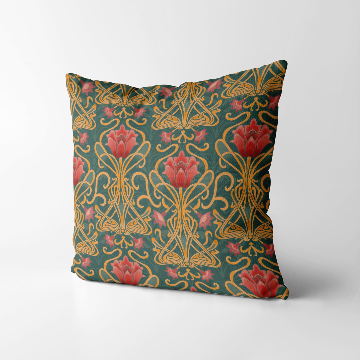 Art Nouveau flowers Square Cushion