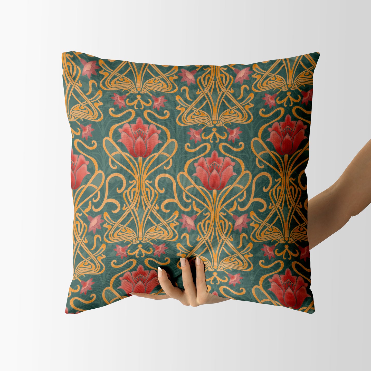 Art Nouveau flowers Square Cushion