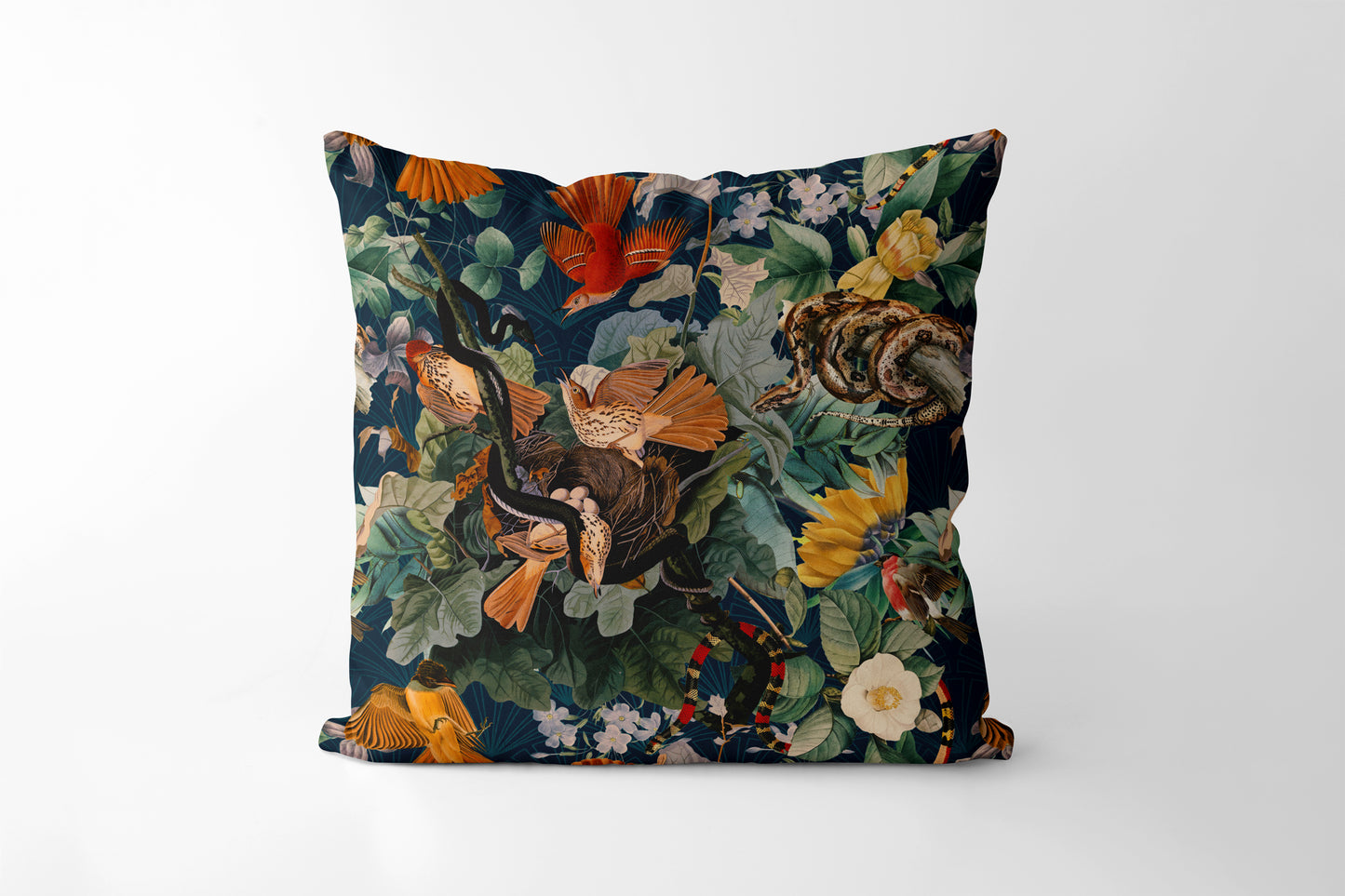 Birds and Snakes Square Cushion