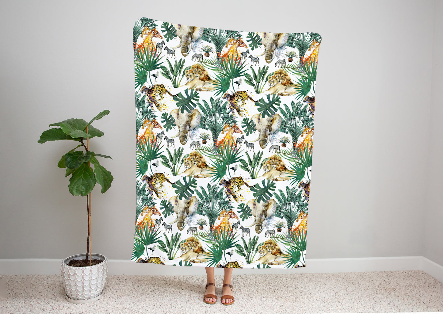 Safary Animals and Tropic Forest Blanket