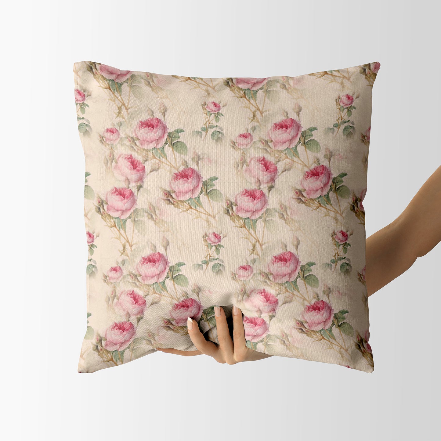 Vintage English Rose Square Cushion