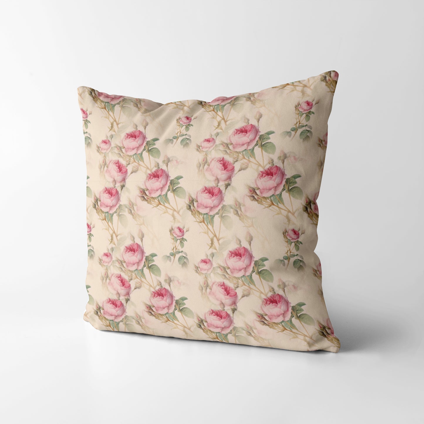 Vintage English Rose Square Cushion