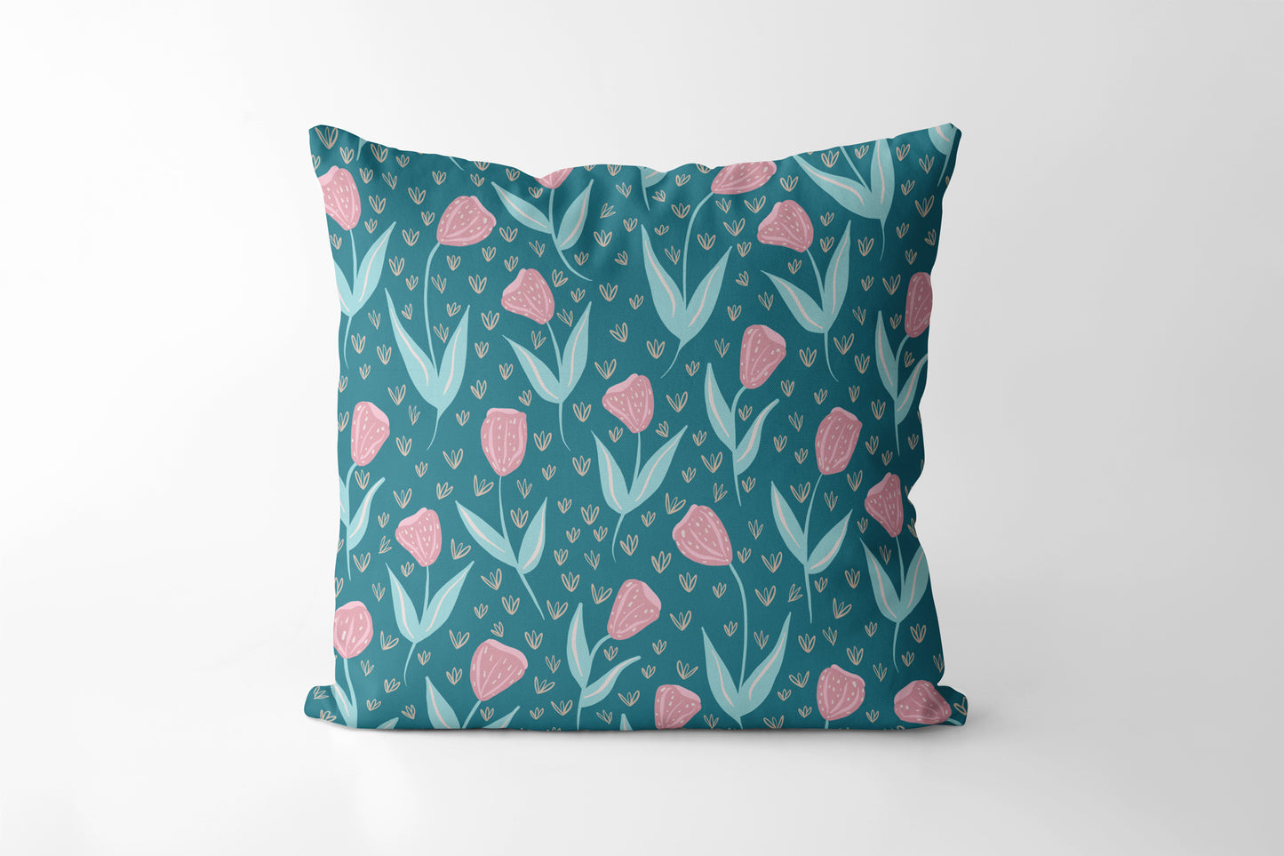 Modern Whimsical Tulip Flowers - Square Cushion