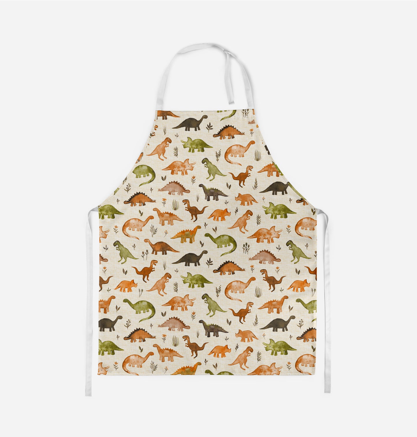 Tiny Mustard and Olive Green Dinos Kids Apron