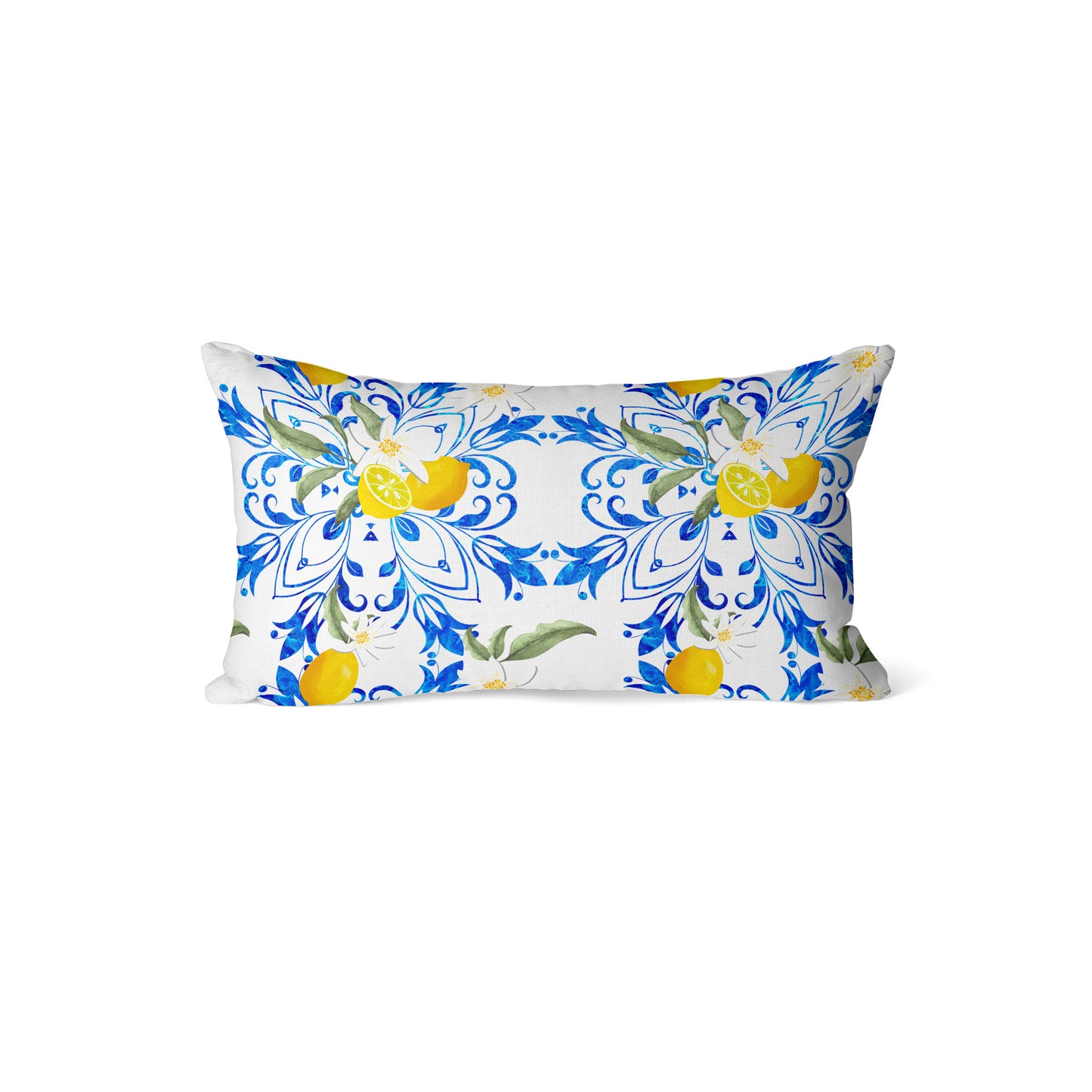 Citrus Floral Mediterranean Style lemon Fruit Rectangle Cushion