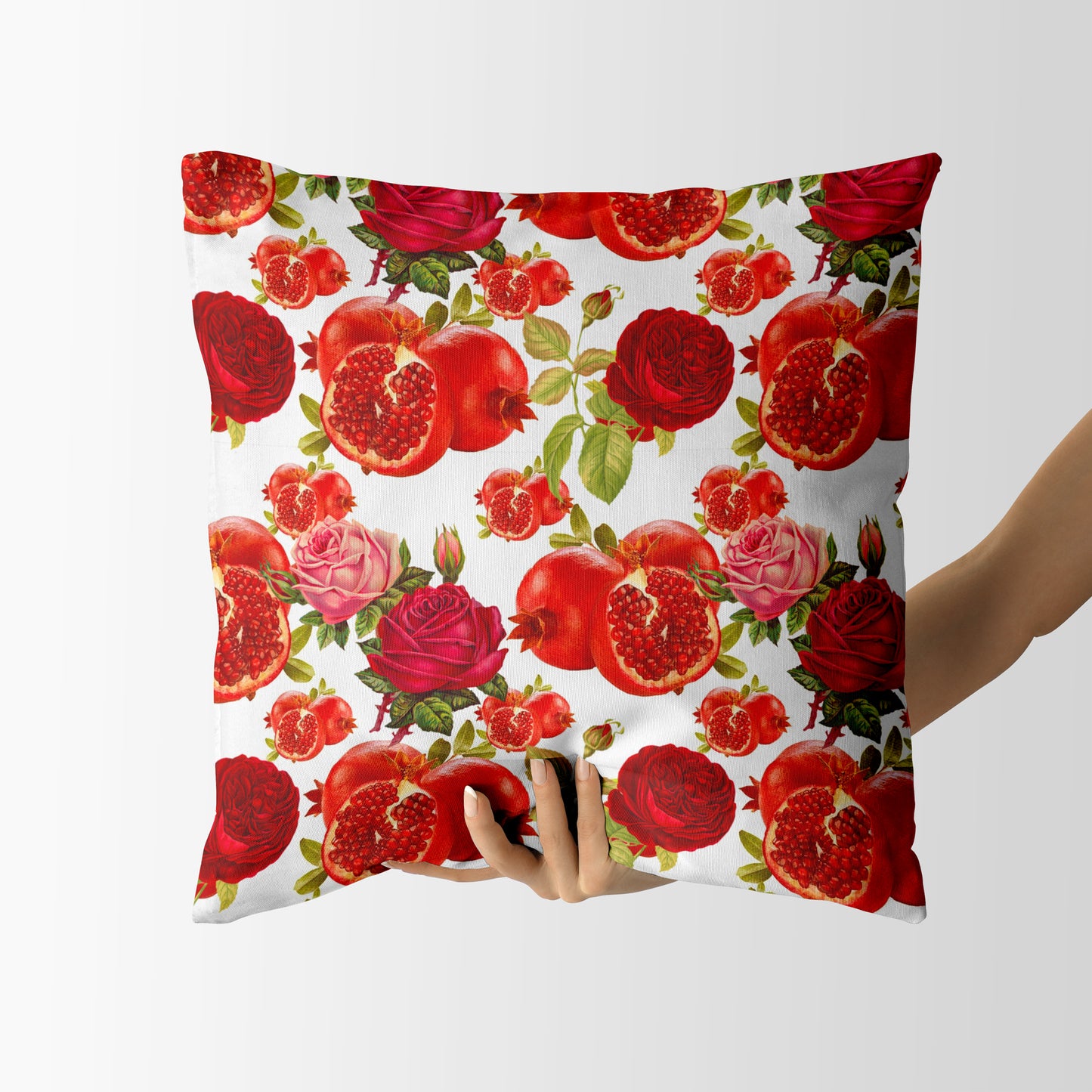 Pomegranate Roses Square Cushion