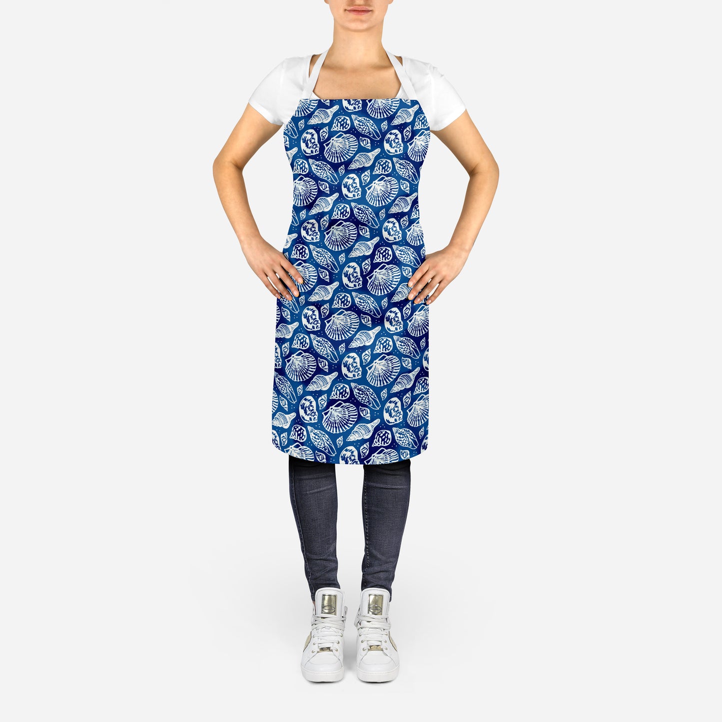 Sea shells on blue - Adult Apron