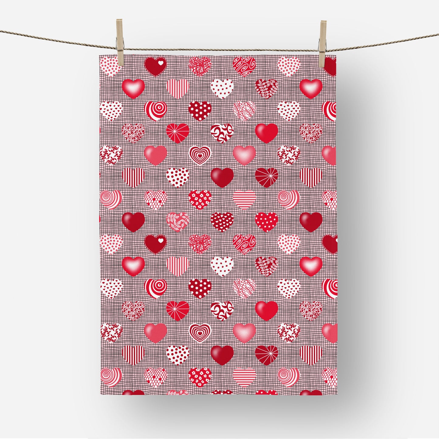 Valentine hearts III - Tea Towel