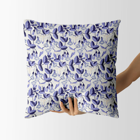 Hummingbirds and Trumpet Flowers Square Cushion