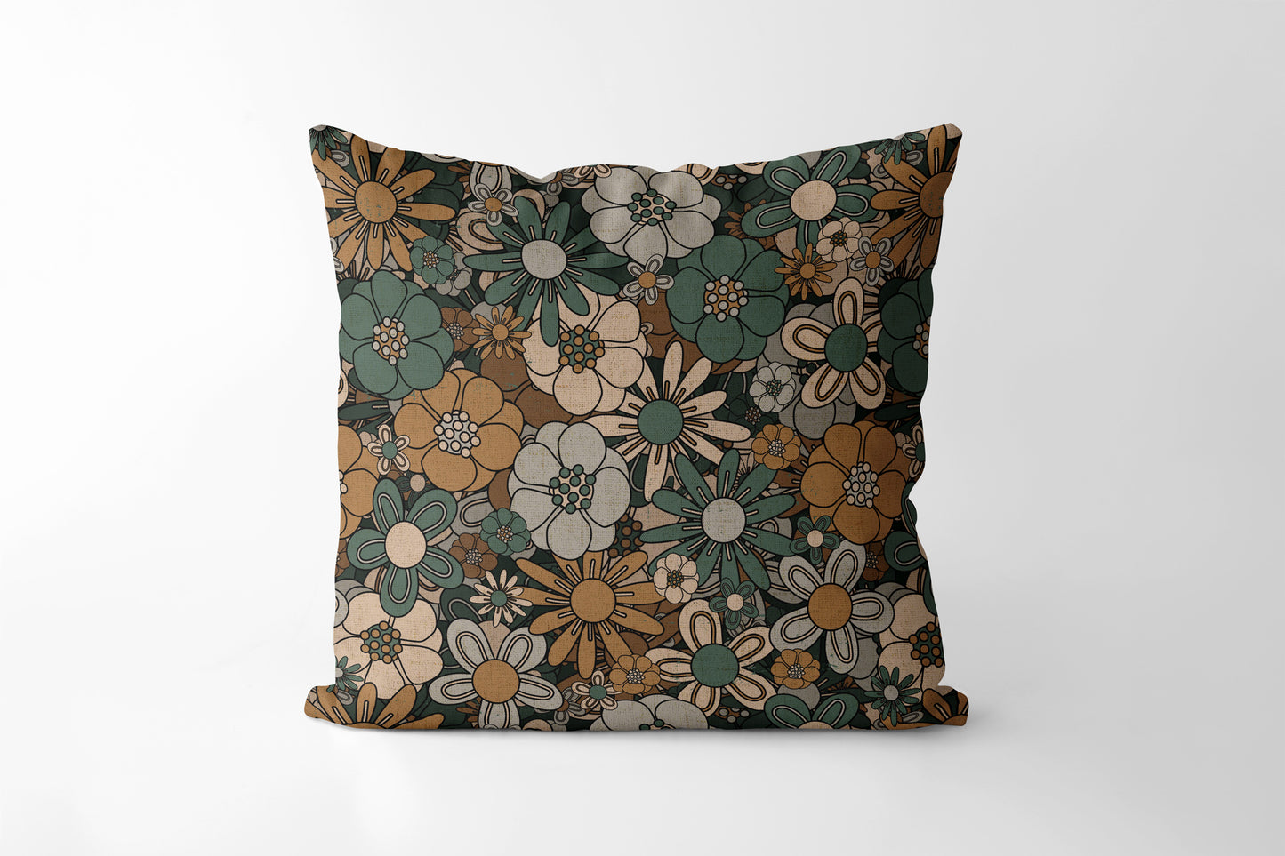 70s Vintage Retro Floral Flowers I Square Cushion